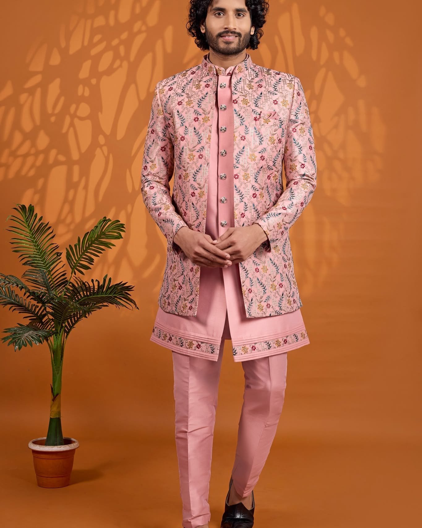 Dark Pink Designer 3-Piece Jacket Set for Men | Premium Wedding & Party Wear